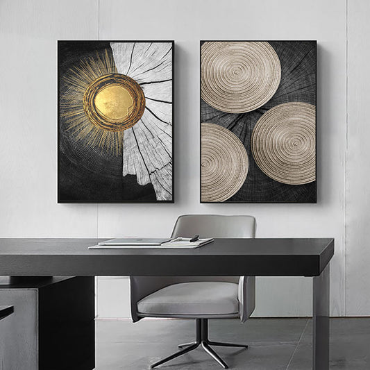 Geometric Gold & Black Abstract Canvas Print – Living Room Home Decor.